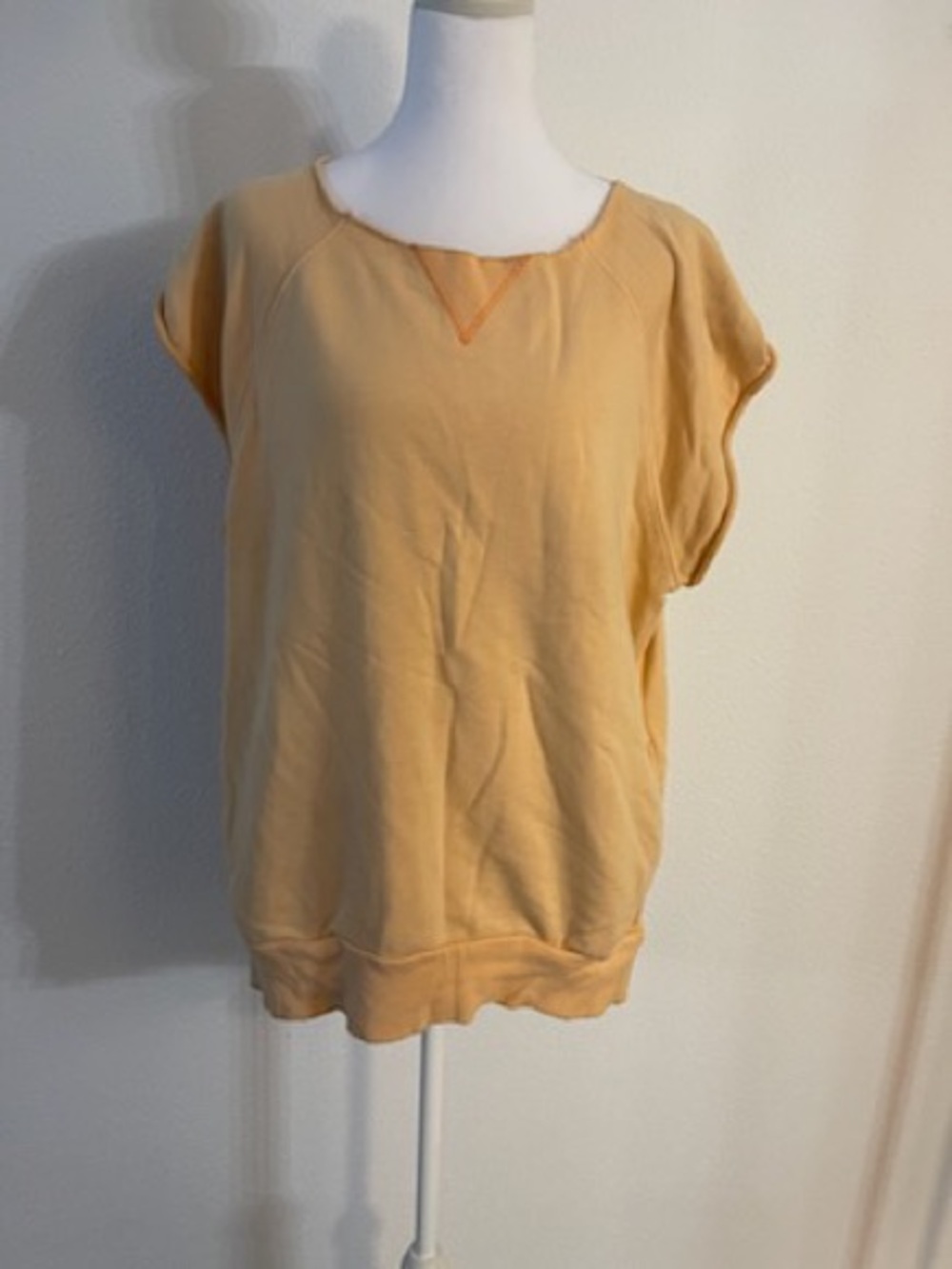 Free people shirt small Casual Short-Sleeve Sweatshirt Top in Light Mustard